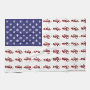 Patriotic Snowmobiling Kitchen Towel