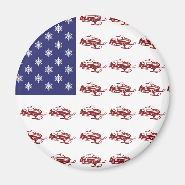 Patriotic Snowmobiling Magnet (Front)