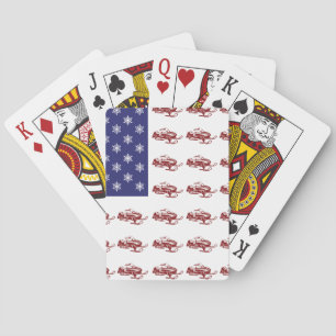 Patriotic Snowmobiling Playing Cards