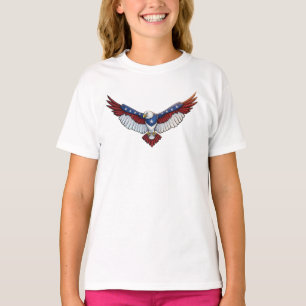 Patriotic Soaring Eagle Graphic – Red White  T-Shirt