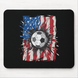 Patriotic Soccer 4th Of July Men Usa American Flag Mouse Pad