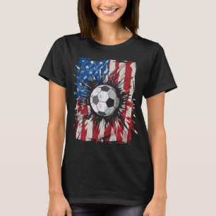 Patriotic Soccer 4th Of July Men Usa American Flag T-Shirt