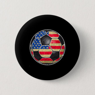 Patriotic Soccer Ball Usa Flag 2 Inch Round Button