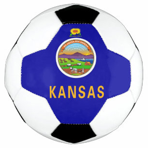 Patriotic Soccer Ball with Flag of Kansas, USA