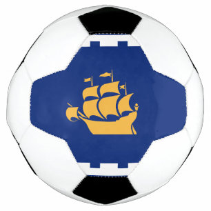Patriotic Soccer Ball with Flag of Quebec City