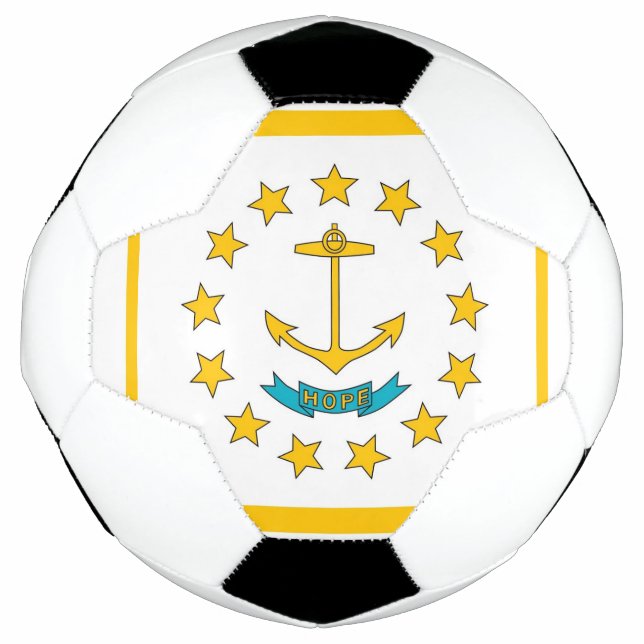 Patriotic Soccer Ball with Flag of Rhode Island (Front)
