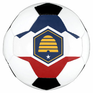 Patriotic Soccer Ball with Flag of Utah State, USA