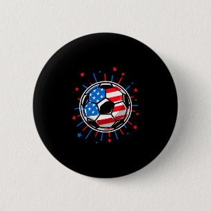 Patriotic soccer player 4th of july american flag 2 inch round button