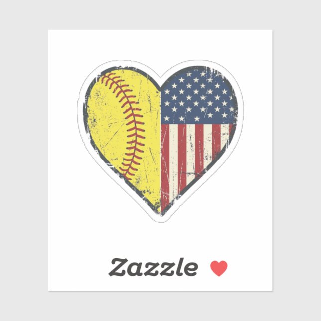 Patriotic Softball Heart Vintage Vector Design_1 (Sheet)