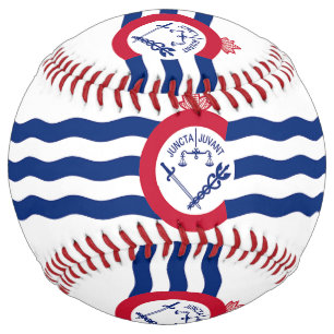Patriotic Softball with flag of Cincinnati, USA