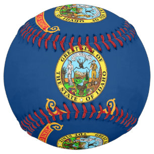Patriotic Softball with flag of Idaho, USA
