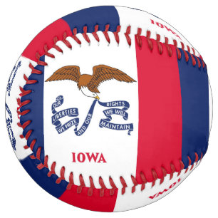 Patriotic Softball with flag of Iowa, USA