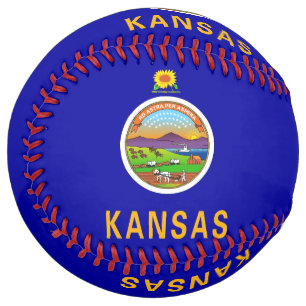 Patriotic Softball with flag of Kansas, USA