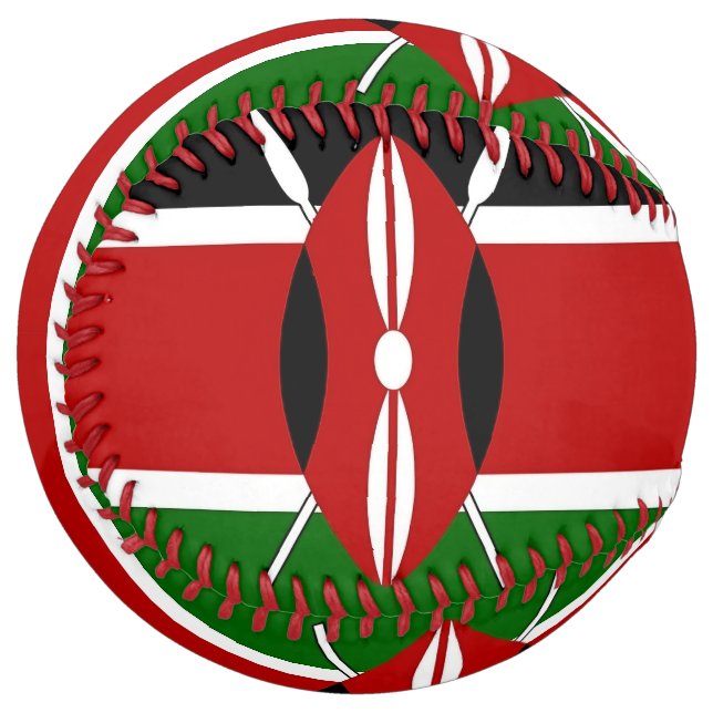 Patriotic Softball with flag of Kenya (Front Left)