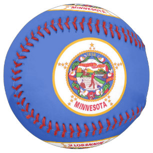 Patriotic Softball with flag of Minnesota, USA