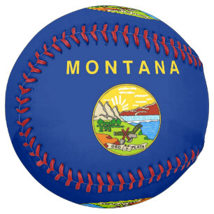 Patriotic Softball with flag of Montana, USA