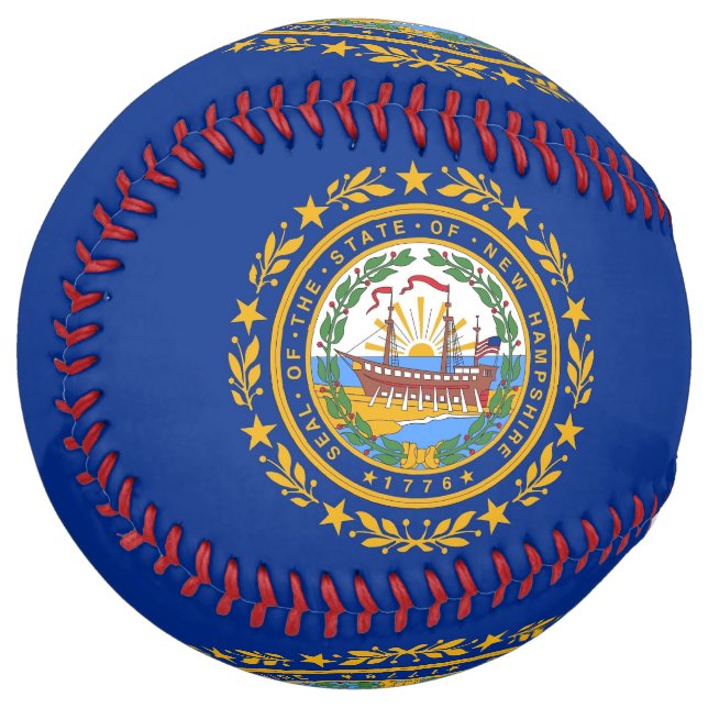 Patriotic Softball with flag of New Hampshire, USA (Front Left)
