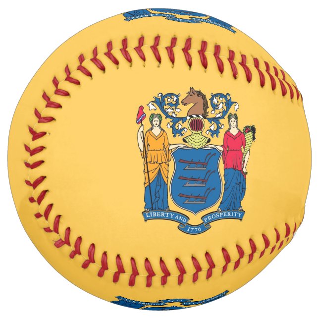 Patriotic Softball with flag of New Jersey, USA (Front Left)