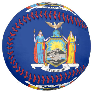 Patriotic Softball with flag of New York, USA