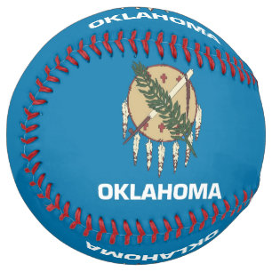 Patriotic Softball with flag of Oklahoma, USA