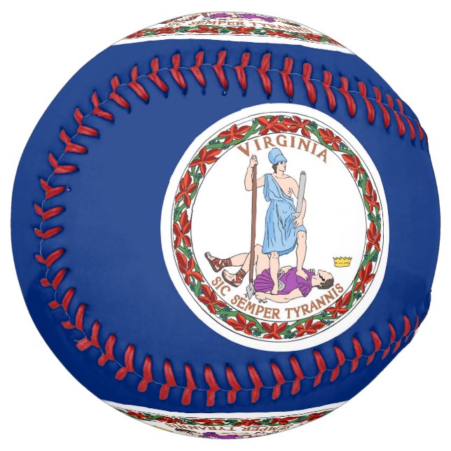 Patriotic Softball with flag of Virginia, USA (Front Left)