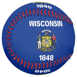 Patriotic Softball with flag of Wisconsin, USA