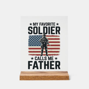 Patriotic Soldier Father Vintage Vector Shirt Desi Acrylic Sign