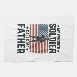 Patriotic Soldier Father Vintage Vector Shirt Desi Kitchen Towel