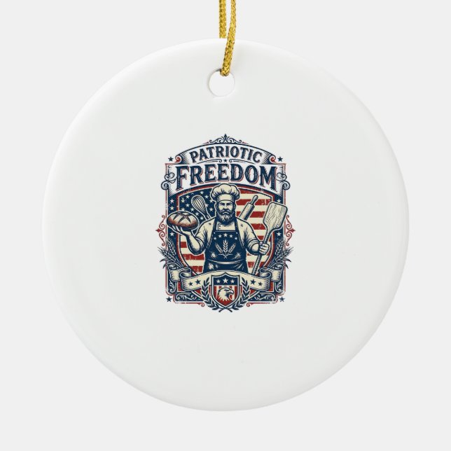Patriotic Sourdough Baker Ceramic Ornament (Front)