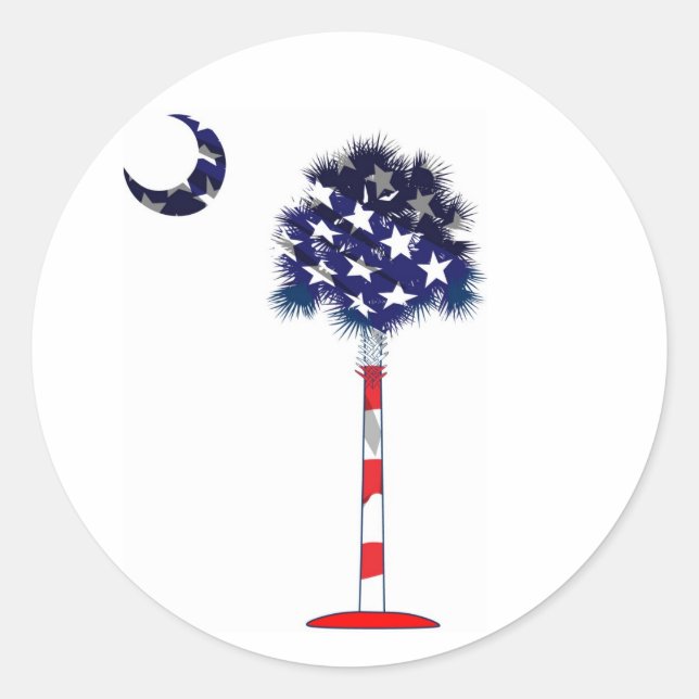 Patriotic South Carolina Palmetto Classic Round Sticker (Front)