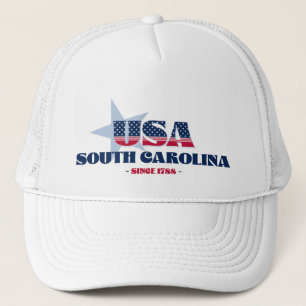 Patriotic South Carolina Typography Trucker Hat