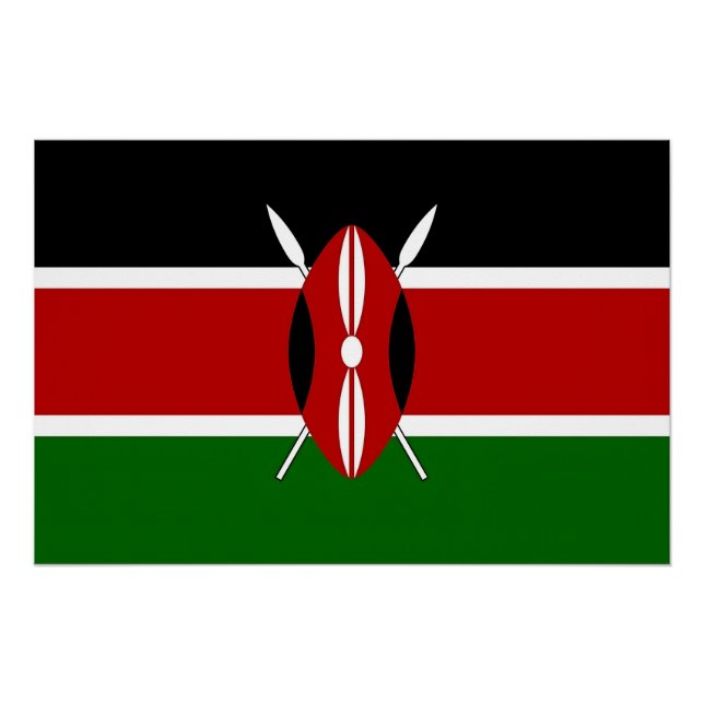 Patriotic, special wall poster with Flag of Kenya (Front)
