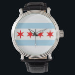 Patriotic, special watch with Flag of Chicago<br><div class="desc">Add a touch of Chicago pride to your wrist with our exclusive hand watch featuring the flag of Chicago! Crafted with meticulous attention to detail, this hand watch is more than just a timepiece; it’s a celebration of Chicago's heritage and cultural pride. The elegant design proudly showcases the iconic Chicago...</div>