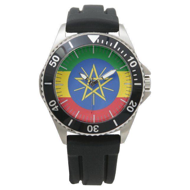 Patriotic, special watch with Flag of Ethiopia (Front)