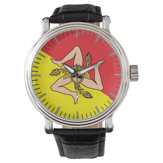 Patriotic, special watch with Flag of Sicily (Front)