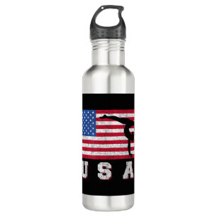Patriotic Sports Gift American USA Flag Girls Gymn 710 Ml Water Bottle