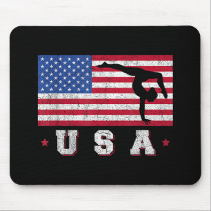 Patriotic Sports Gift American USA Flag Girls Gymn Mouse Pad