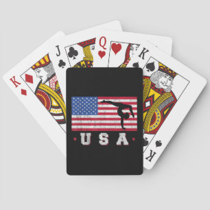 Patriotic Sports Gift American USA Flag Girls Gymn Playing Cards