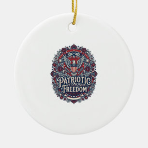 Patriotic Spring Garden Vector Graphic Tee Ceramic Ornament