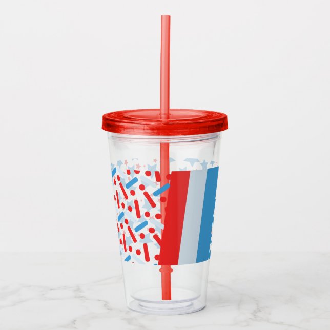 Patriotic Sprinkles Stripes Pattern Acrylic Tumbler (Front)
