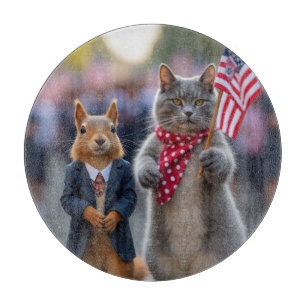 Patriotic Squirrel and Cat Cutting Board