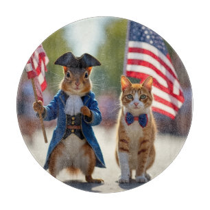 Patriotic Squirrel and Cat Cutting Board