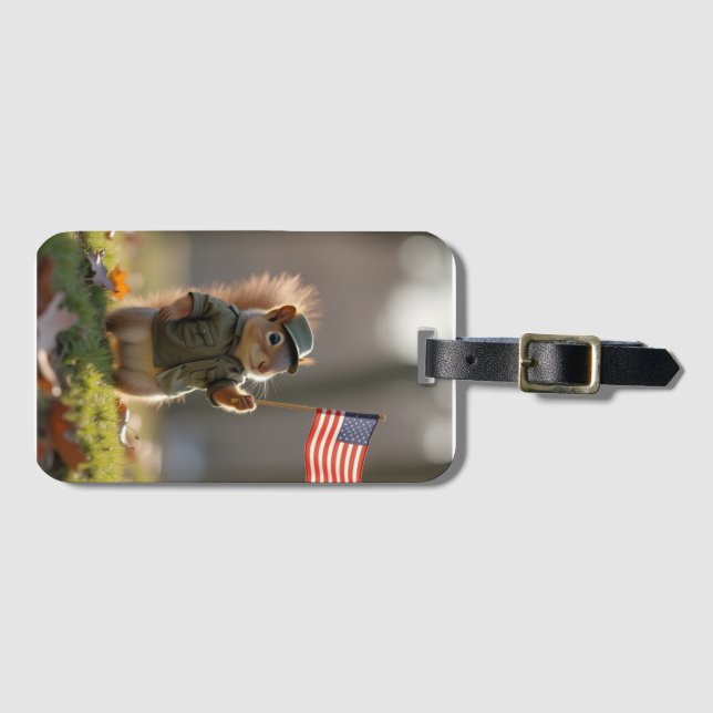 Patriotic Squirrel Luggage Tag (Front Horizontal)