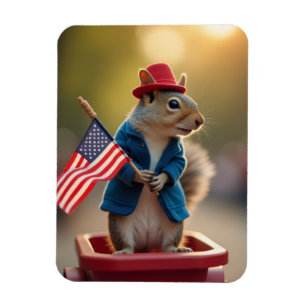 Patriotic Squirrel Magnet