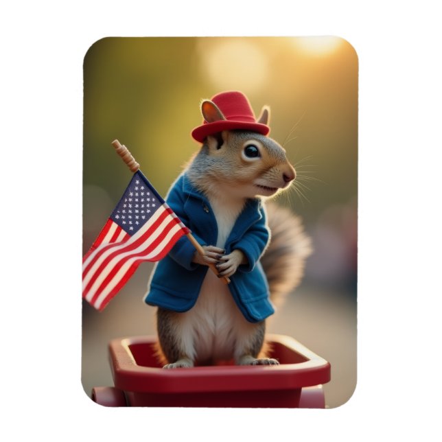 Patriotic Squirrel Magnet (Vertical)