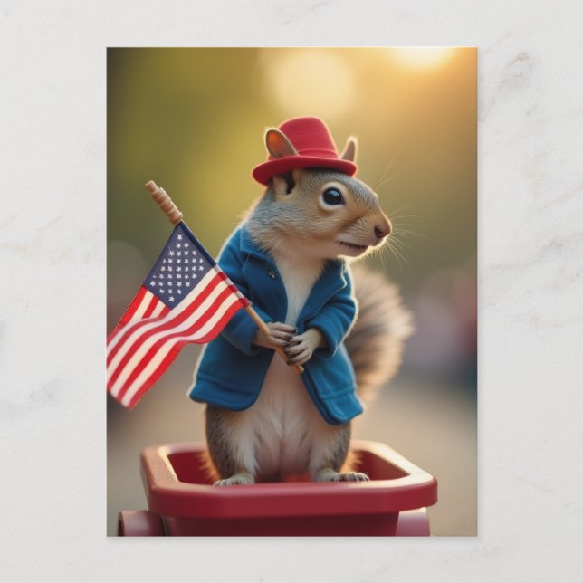 Patriotic Squirrel Postcard (Front)
