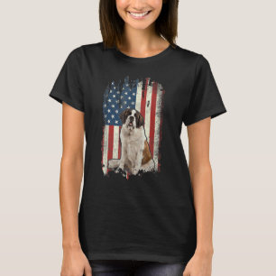 Patriotic St Bernard American Flag Dog Men Women T-Shirt