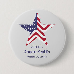 Patriotic Star Button Election American Flag