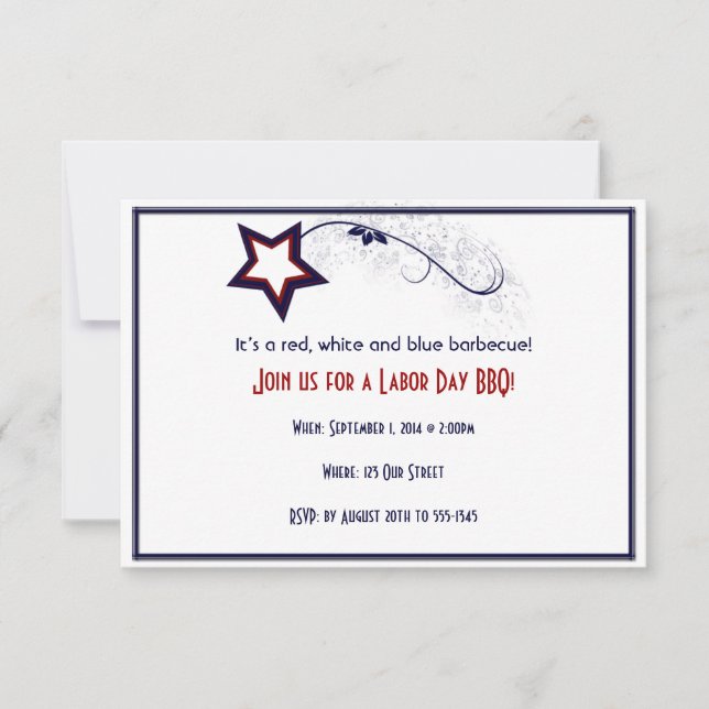 Patriotic Star Light Laber Day Party Invitation (Front)