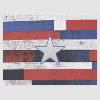 Patriotic Star on Wooden Boards Tissue Paper